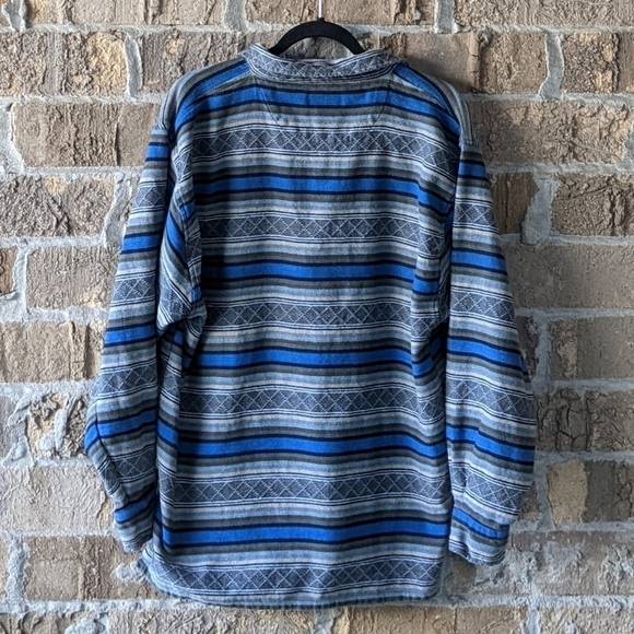 Vintage 90s Blueprint Tribal Aztec Stripe Pullover Shacket Shirt Large - Picture 5 of 6